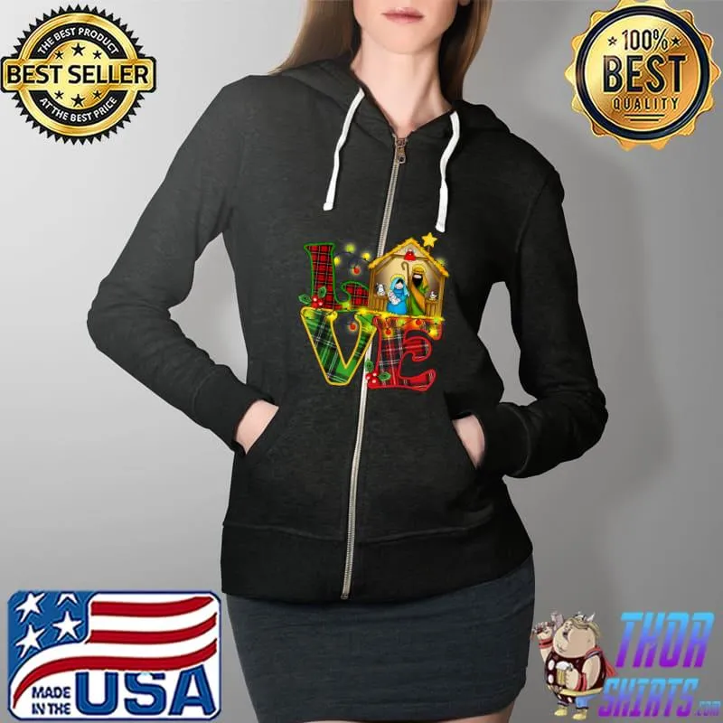 Happy Christmas Love Nativity Laurie Furnell XMas Women Kids T-Shirt Full Zip Hooded