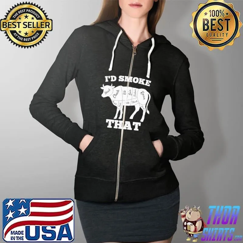 I'd smoke that cow funny grilling party saying vintage Full Zip Hooded