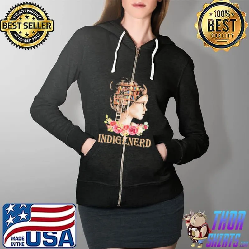 Indigenerd Book Flower Shirt Full Zip Hooded
