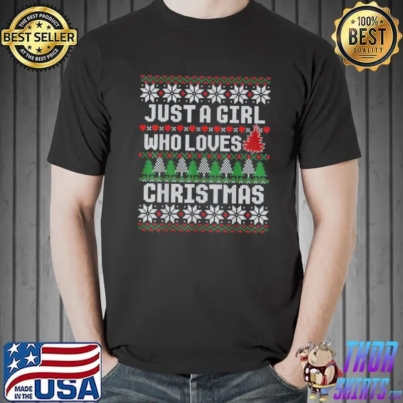 Just A Girl who Loves Christmas Tree Xmas Buffalo Plaid T-Shirt