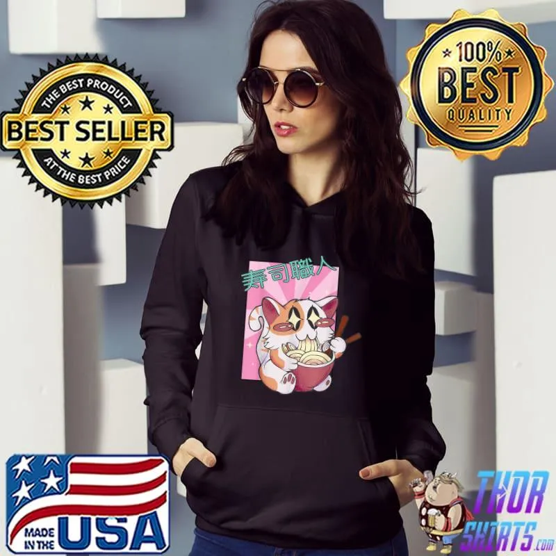 Kawaii Japanese Cat Ramen Cup Noodles T-Shirt Hoodie