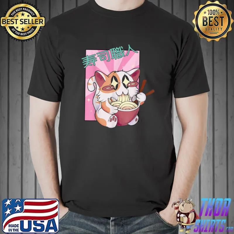 Kawaii Japanese Cat Ramen Cup Noodles T-Shirt
