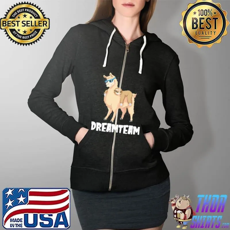 Lama Faultier Dreamteam I Llama Sloth Squad Alpaka Full Zip Hooded