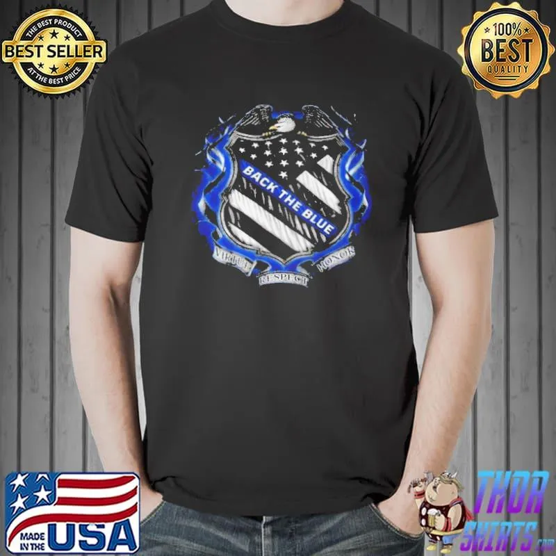 Law enforcement back the blue virtue respect honor shirt