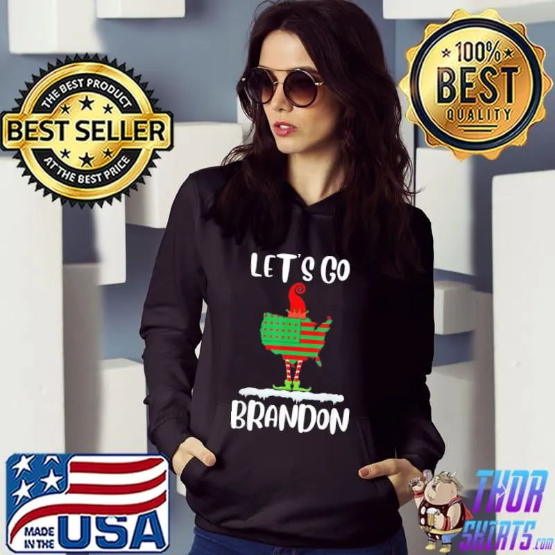 Let’s Go Brandon Brayden Braden US Flag Sassy Elf Christmas T-Shirt