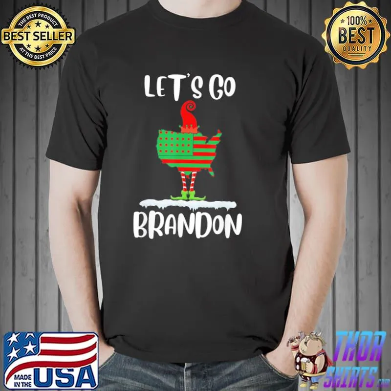 Let’s Go Brandon Brayden Braden US Flag Sassy Elf Christmas T-Shirt Unisex