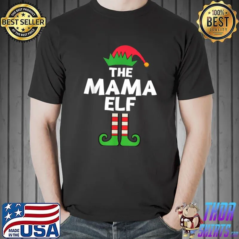 Mama Elf Matching Family Christmas Party Pajama T-Shirt