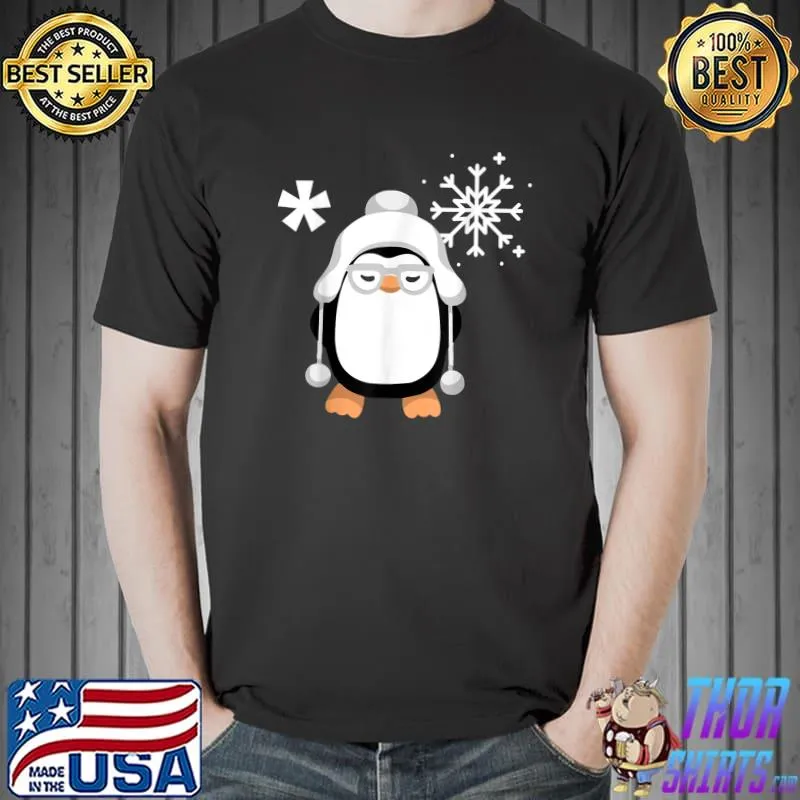 Merry Christmas, Cute Penguin And Snowflake T-Shirt