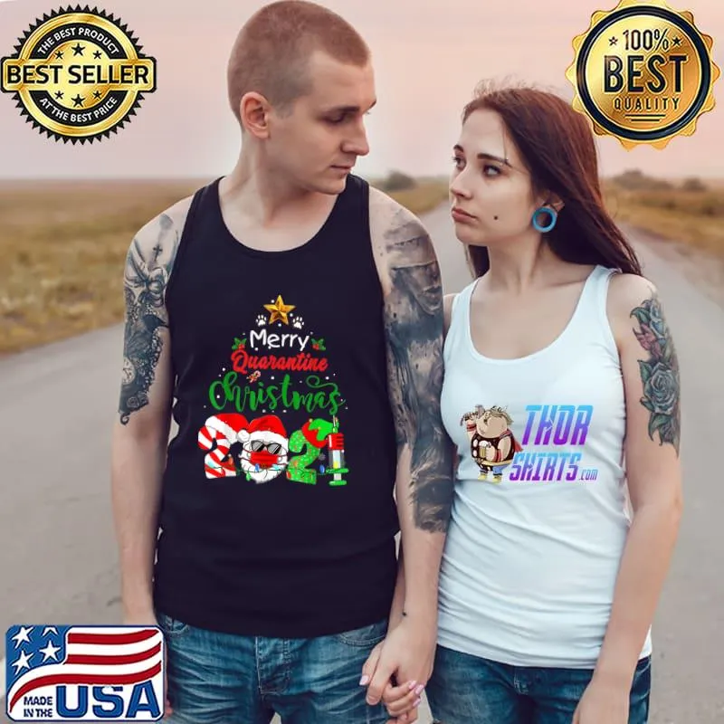 Merry Quarantine Christmas 2021 Pajamas Matching Xmas Family T-Shirt Tank Top