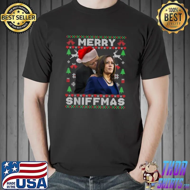Merry Sniffmas Christmas Anti Biden Ugly Christmas Sweater T-Shirt Unisex