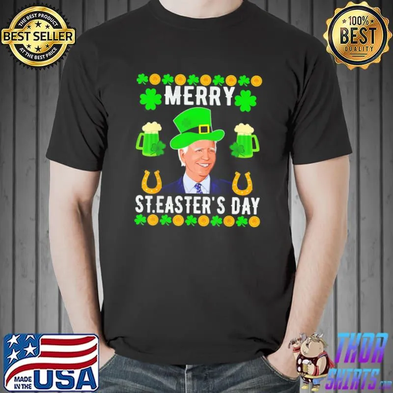 Merry ST.4th Of Easter Funny Biden Leprechaun Hat Patricks Classic T-Shirt