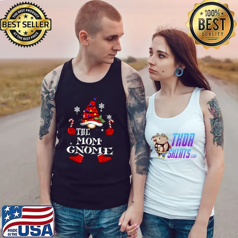 Mom Gnome Buffalo Plaid Matching Family Christmas Pajama T-Shirt Tank Top