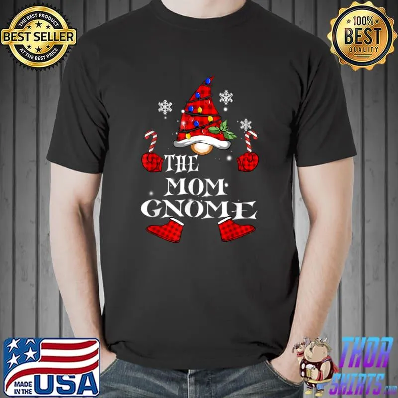 Mom Gnome Buffalo Plaid Matching Family Christmas Pajama T-Shirt Unisex