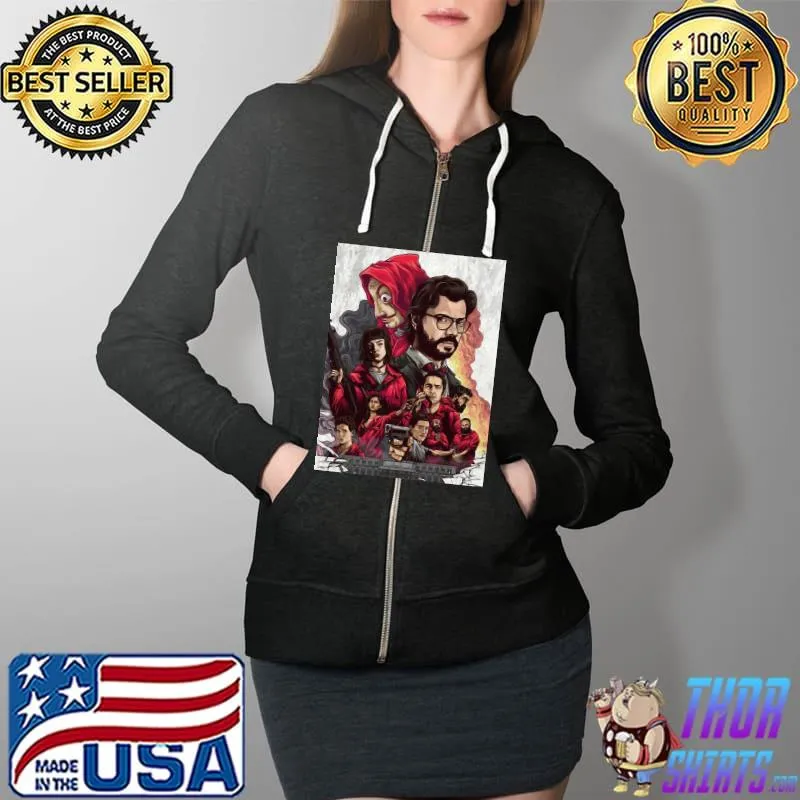 Money Heist Squad Professor Tokyo Berlin Denver Nairobi Unisex T-Shirt Full Zip Hooded