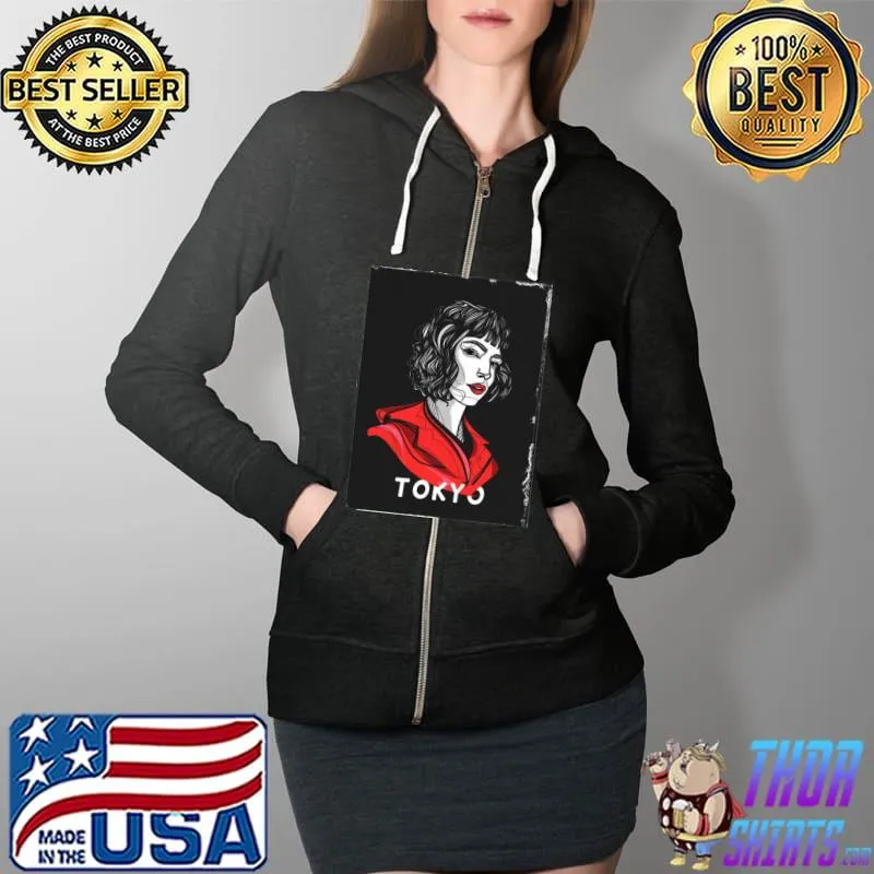 Money Heist Tokyo Red Lips Retro Unisex T-Shirt Full Zip Hooded