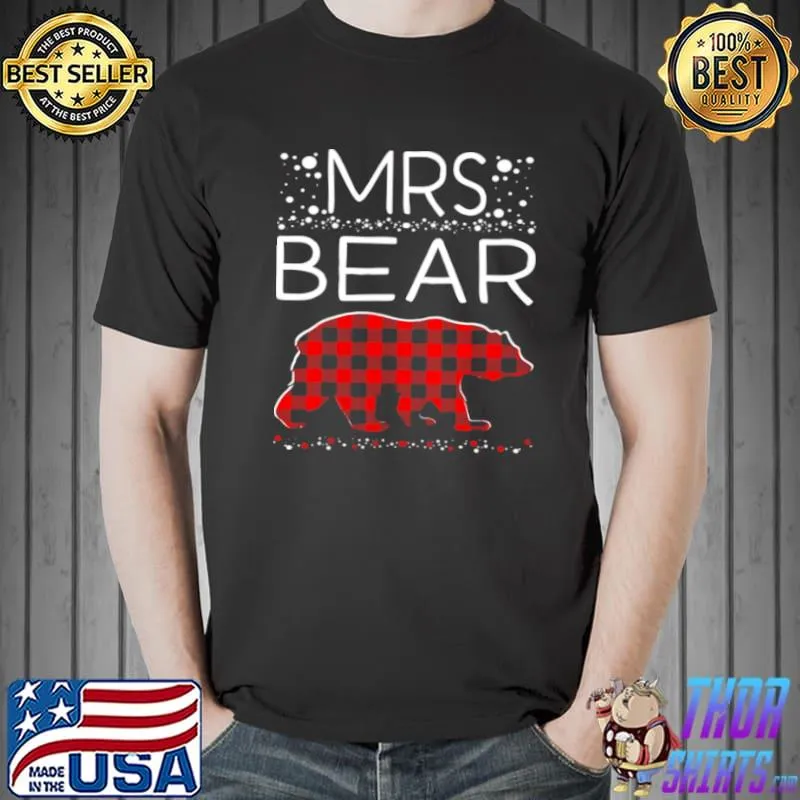 Mrs Bear Christmas Pajamas Matching Family Plaid Shirt Unisex
