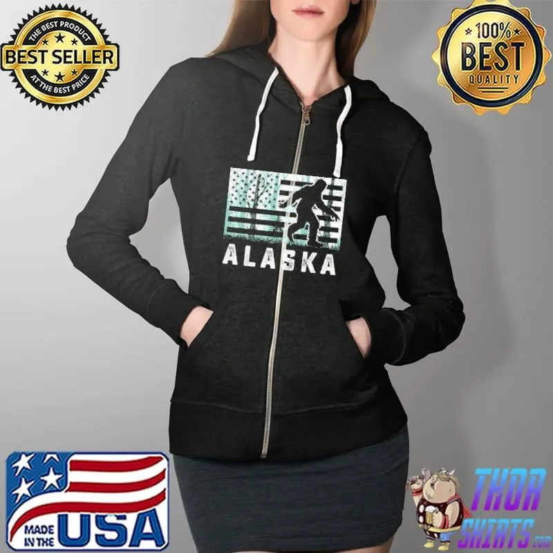 Nice Alaska Bigfoot Hunter Shirt. Full Zip Hooded