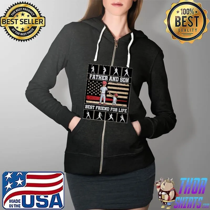 Nice American Flag Baseball Dad Father And Son Best Friend For Life Shirt Full Zip Hooded
