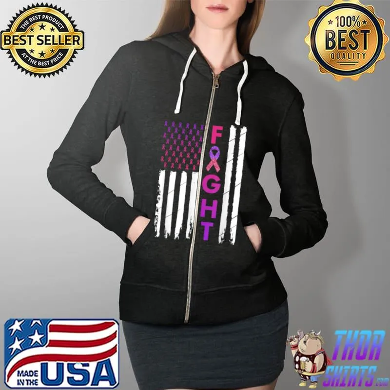 Nice Breast Cancer & Domestic Violence Awareness Fight Survivor T Shirt Full Zip Hooded
