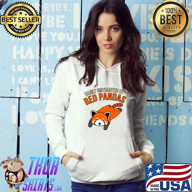 Nice Easily Distracted By Red Pandas Animal Panda Lover Graphic Premium T-Shirt
