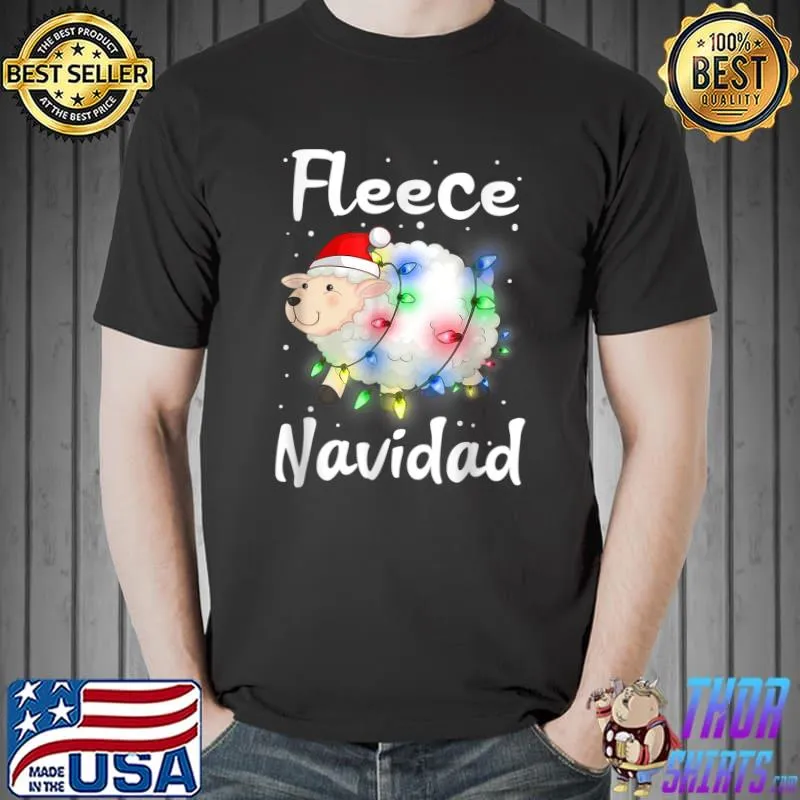 Nice Fleece Navidad Funny Christmas Pajama Lights Sheep Feliz T-Shirt Unisex