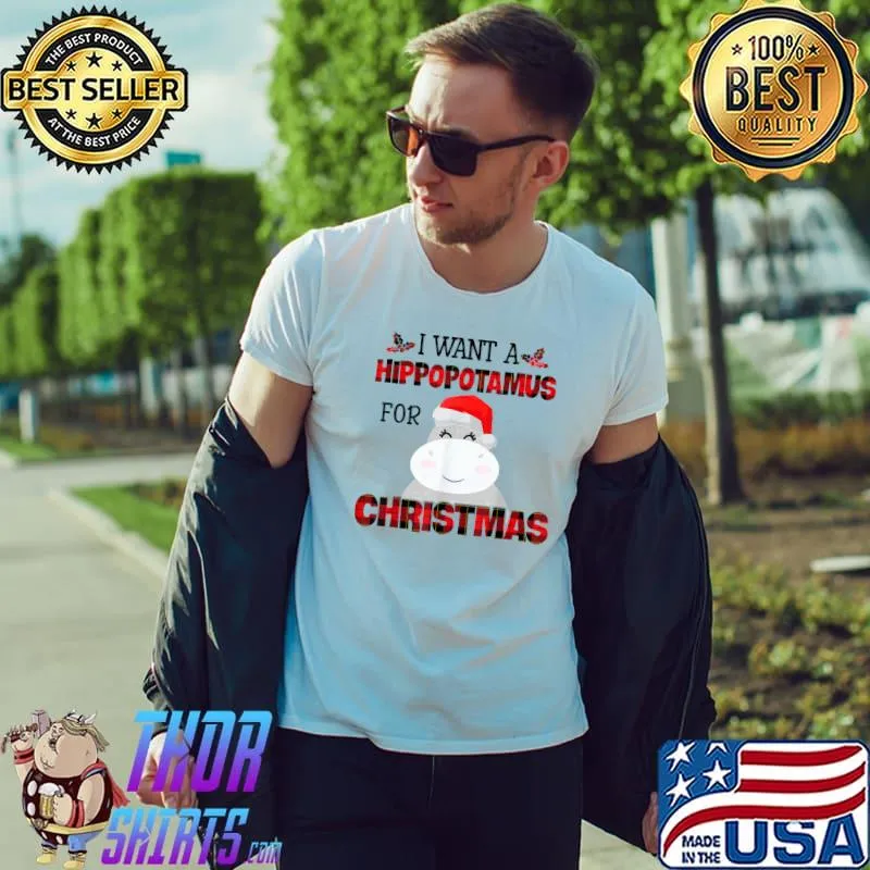 Nice I Want A Hippopotamus For Christmas Hippo Buffalo Plaid T-Shirt Unisex
