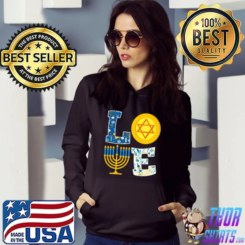 Nice Love Hanukkah Shirt Chanukah Menorah Pajama Matching Family Premium T-Shirt