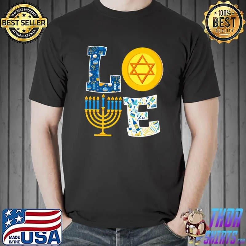 Nice Love Hanukkah Shirt Chanukah Menorah Pajama Matching Family Premium T-Shirt Unisex