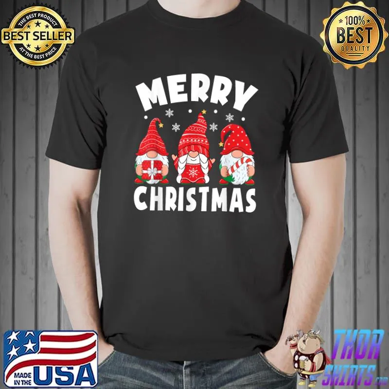 Nice Merry Christmas Pajamas Gnome Christmas Women Family Kids T-Shirt