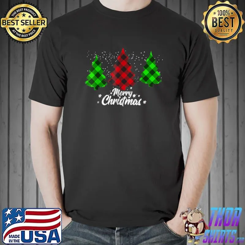 Nice Merry Christmas Tree Buffalo Plaid Family Pajama T-shirt