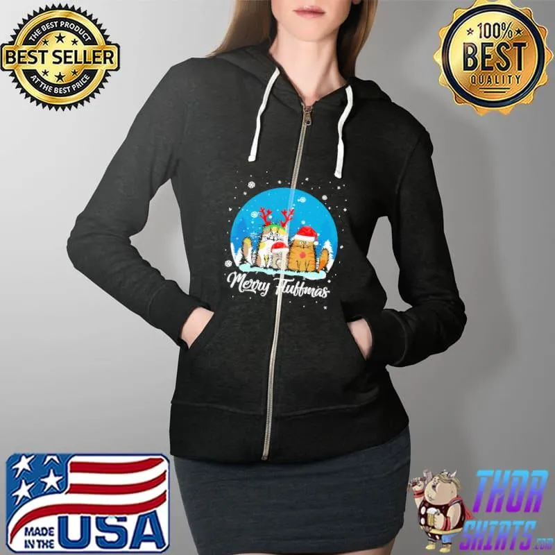 Nice Merry Fluffmas Cat Shirt Full Zip Hooded