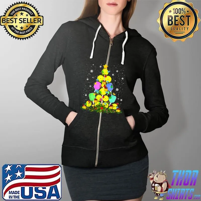 Nice Pickleball Christmas Tree Santa Pickleball X-mas Lights Gift T-Shirt Full Zip Hooded