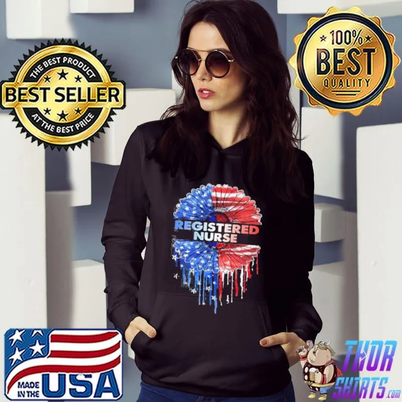 Nice Registered Nurse American Flag Shirt Hoodie