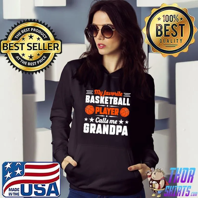 Nice Retro My Favorite Basketball Player Calls Me Grandpa T-Shirt