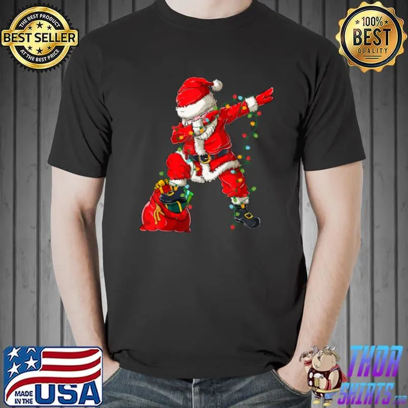 Nice Santa Dabbing Christmas Lighting Funny Pyjama Dab Dance T Shirt Unisex