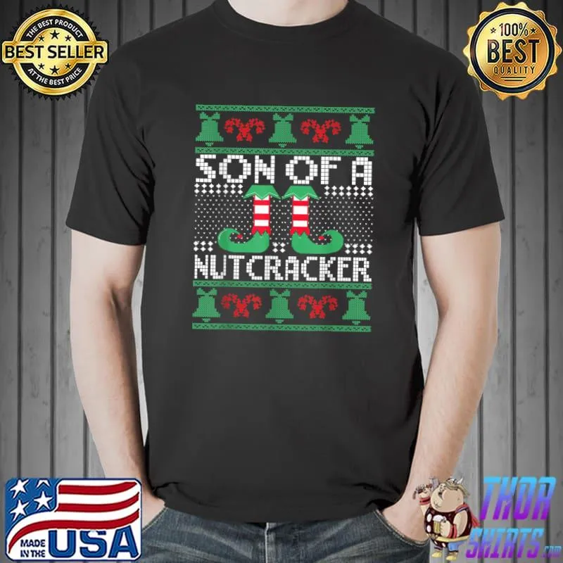Nice Son of a Nutcracker Funny Christmas Matching Pajama Boys Kid T-Shirt Unisex