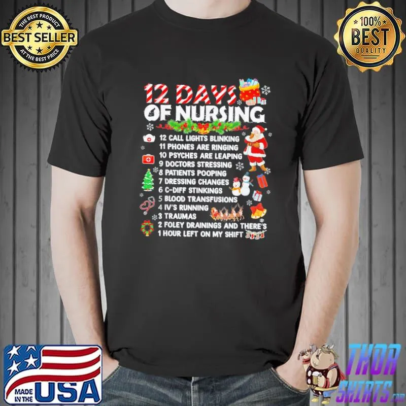 Nurses Merry Christmas 12 Days of Nursing Xmas T-Shirt Unisex