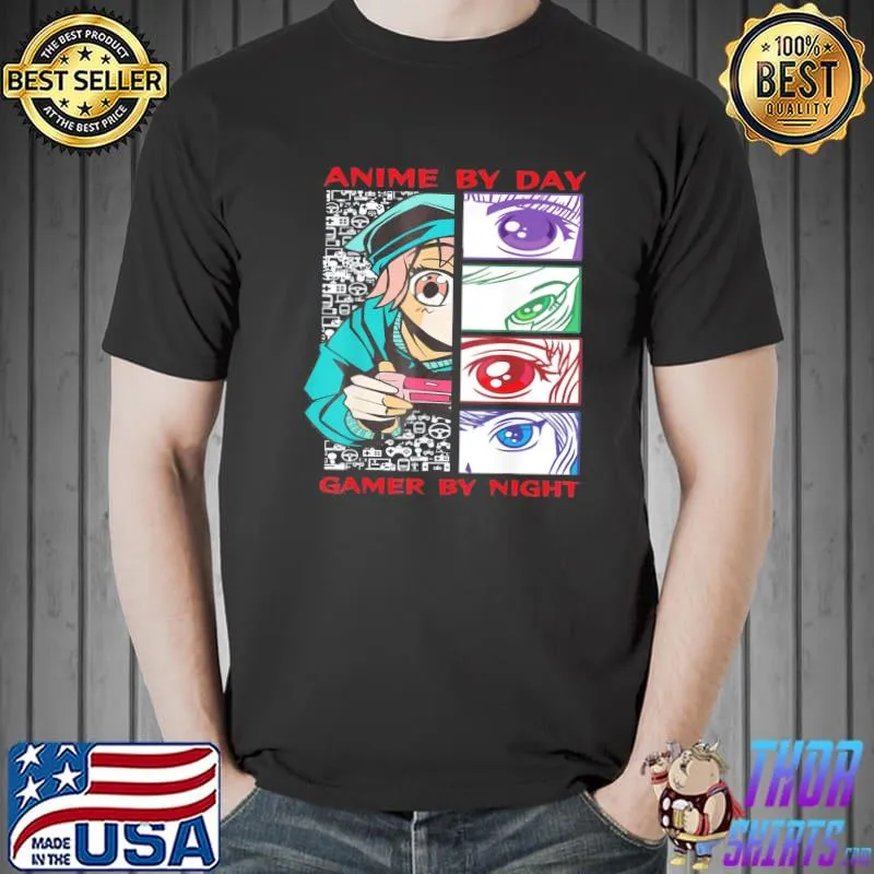 Official Anime By Day Gamer By Night, Kawaii Anime Girl Gamer Gaming T-Shirt Unisex