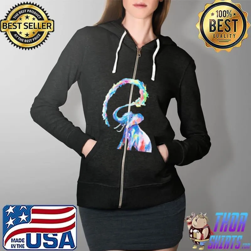 Official Elephant Art Colorful Shirt Full Zip Hooded