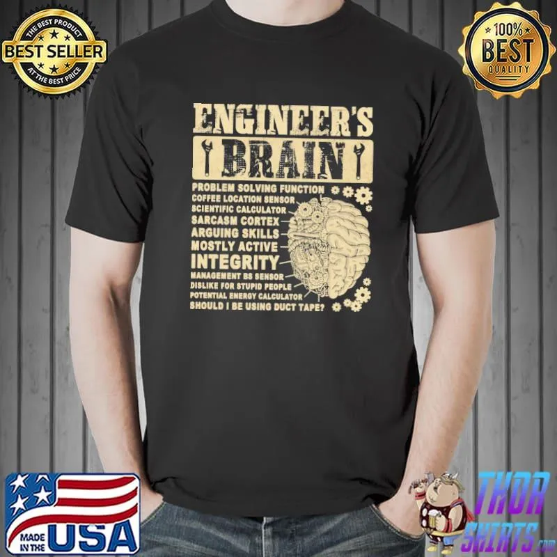 Official Engineer's Brain Sarcasm Cortex Arguing Skills Integrity Should I Be Using Duct Tape Shirt