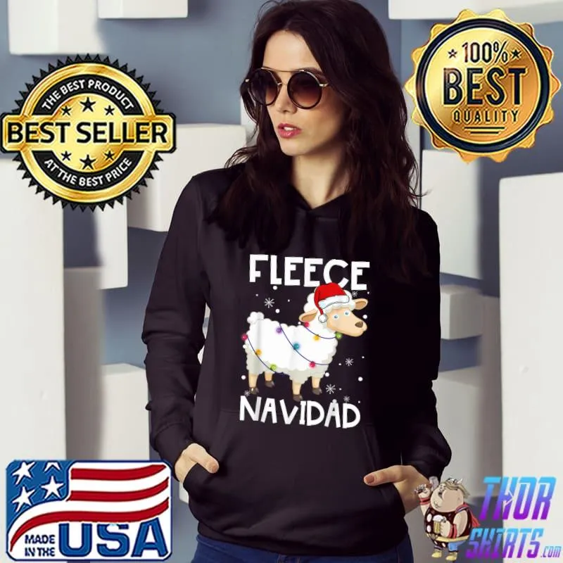Official Fleece Navidad Funny Feliz Sheep Christmas Lights Gifts T-Shirt
