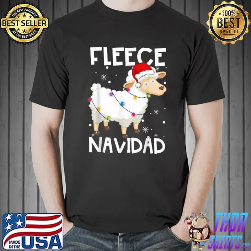 Official Fleece Navidad Funny Feliz Sheep Christmas Lights Gifts T-Shirt Unisex