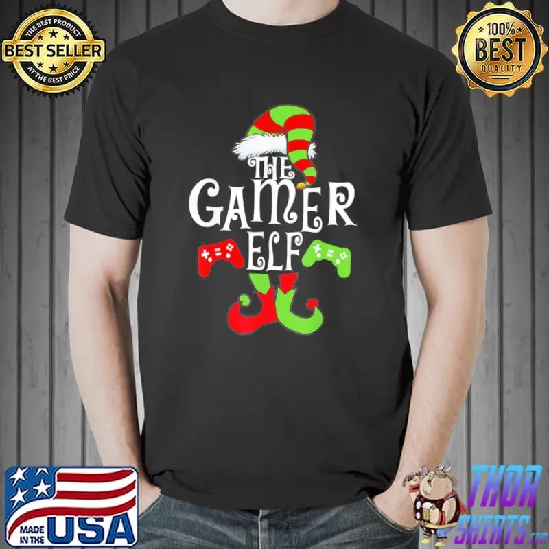 Official Gamer Elf Family Matching Christmas Funny Gaming Pajama PJ T-Shirt Unisex