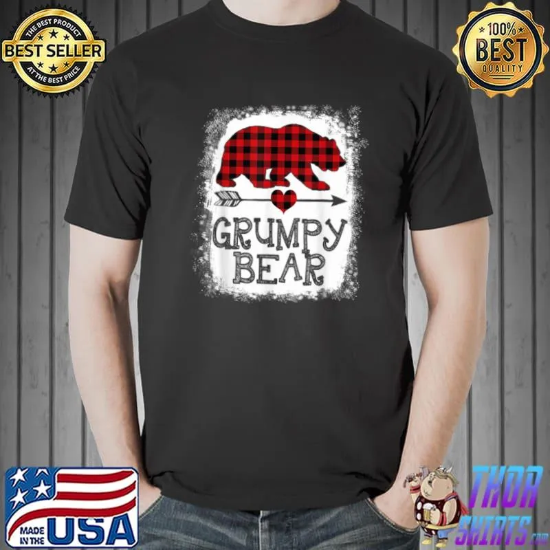 Official Grumpy Bear Christmas Pajama Red Plaid Buffalo Family T Shirt Unisex