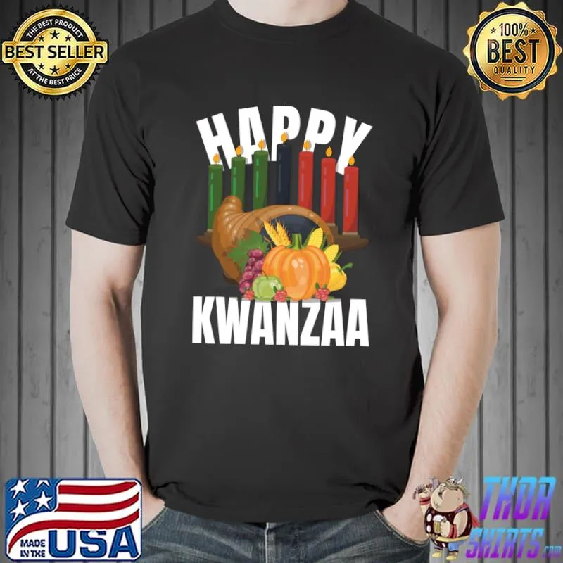Official Happy Kwanzaa African American Holiday Candles First Fruits T-shirt