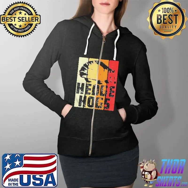 Official Hedgehogs Retro Fall Silhouette Hedgehog Shirt Full Zip Hooded