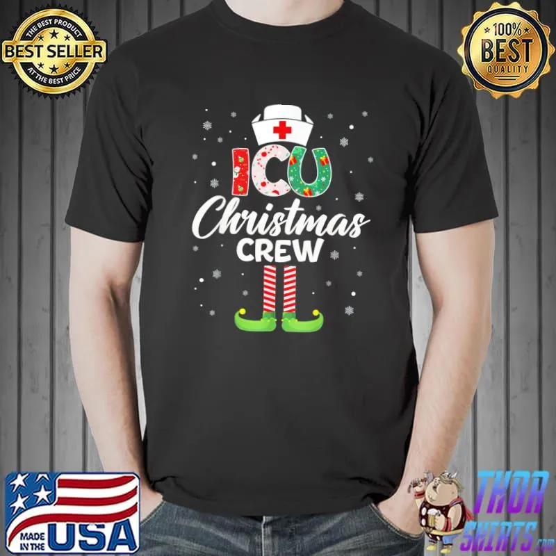 Official ICU Nurse Christmas Scrubs For Women Pajamas T-Shirt Unisex