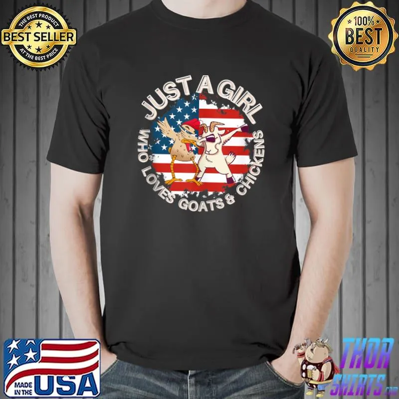 Official Just A Girl Who Loves Chickens And Goats Dabbing Chicken T-shirt