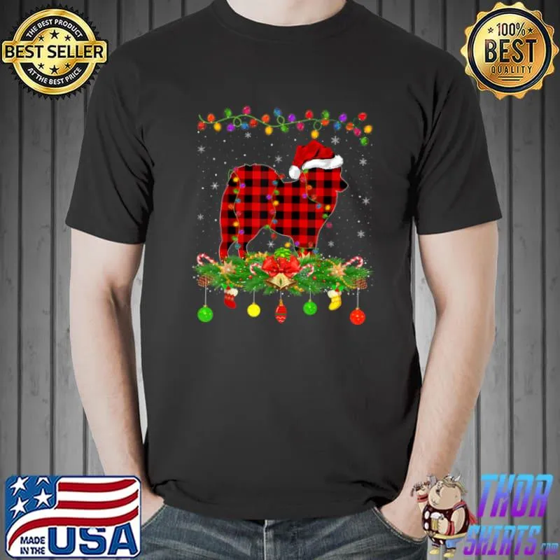 Official Matching Buffalo Plaid American Eskimo Dog Christmas Pajama T Shirt Unisex