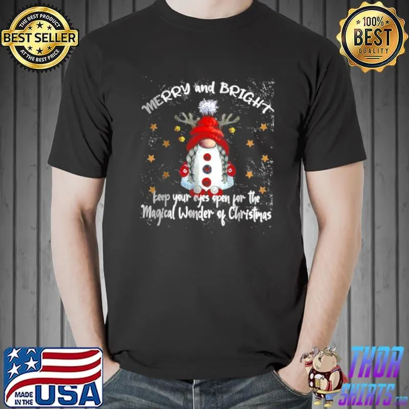 Official Merry and Bright Gnome Wonder of Christmas T Shirt